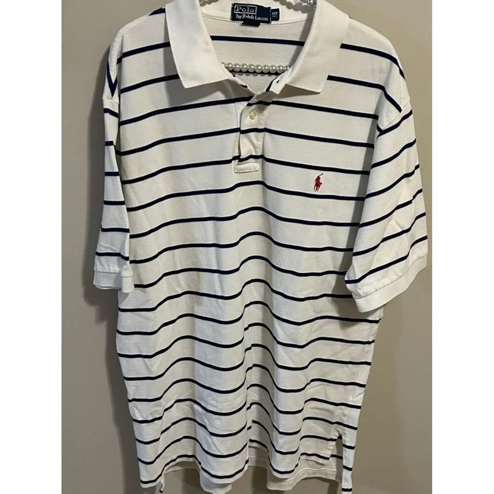 Polo by Ralph Lauren Striped Polo Shirt White Blue XLT